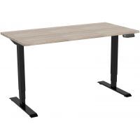 zit-sta bureau met 3 geheugen opties in het zwart met houten werkblad.
