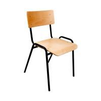 Kantinestoel profiel beuken/zwart schuinvoor