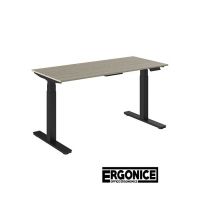 Zwart zit-sta bureau met hout bureaublad van Ergonice