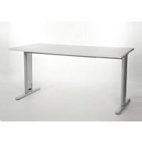 Kantoorbureau - t-poot - aluminium onderstel - wit blad - in hoogte instelbaar