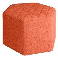 Zeshoekige poef - Oranje/Rood - ruiten