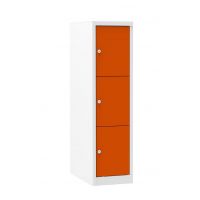 Locker - 3 deurs - wit - oranje