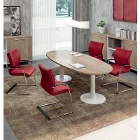 Quadro ovale vergadertafel hout met witte poten
