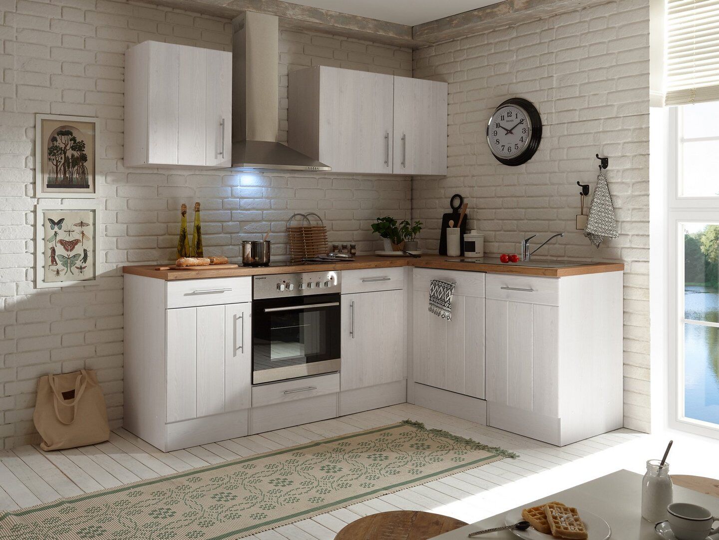 Compacte hoekkeuken in landelijke stijl 220 cm